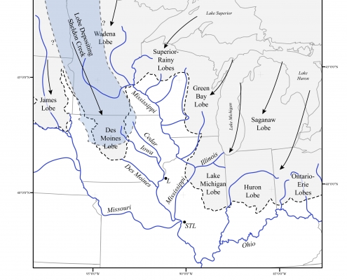 Map of glacial advances in Sheldon Creek area