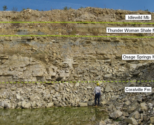 Photo marked to show Devonian rock units