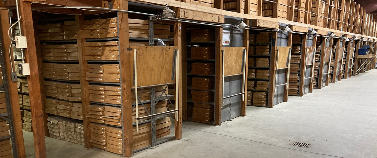 Boxes of core samples stored at the OIGS warehouse