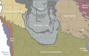 Map showing Iowa landforms