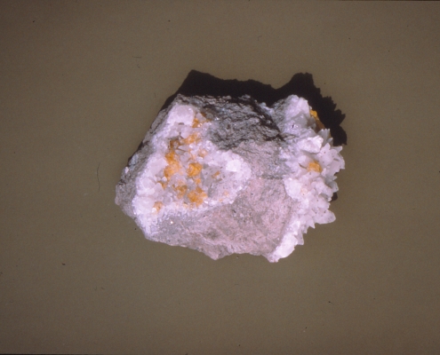 Photo of calcite and fluorite on limestone