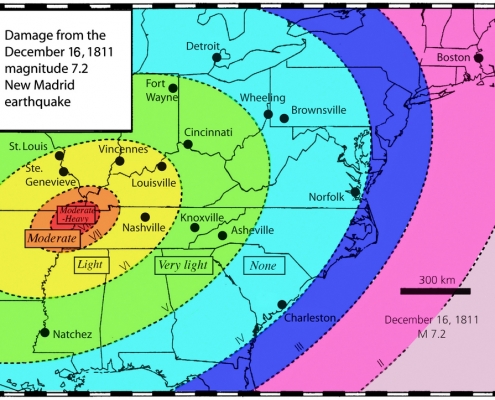 Map showing earthquake damage