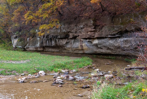 A creek running next to a ledge