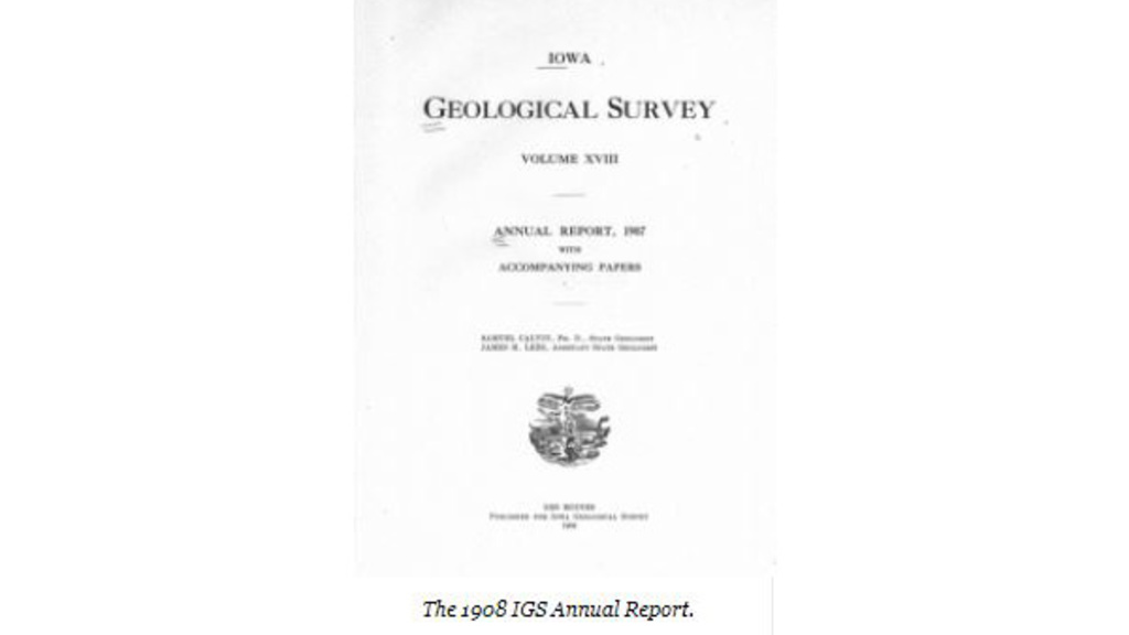 Coversheet of 1908 IGS annual report
