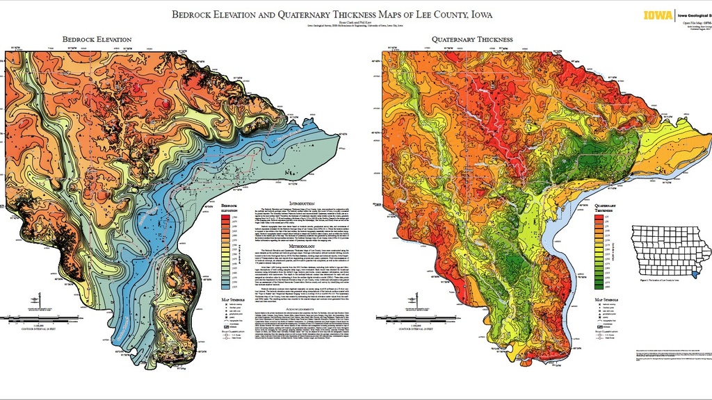 Bedrock elevation and quaternary thickness maps of Lee County, Iowa