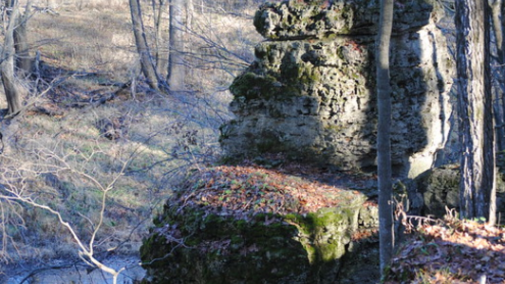 An outcropping of rock